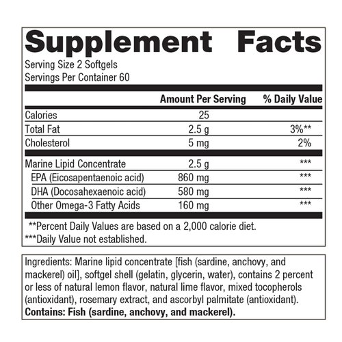 Metagenics OmegaGenics Fish Oil EPA-DHA 720- Omega-3 Fish Oil Supplement - for Heart Health, Musculoskeletal Health & Immune System Health* - with DHA & EPA - 120 Softgels