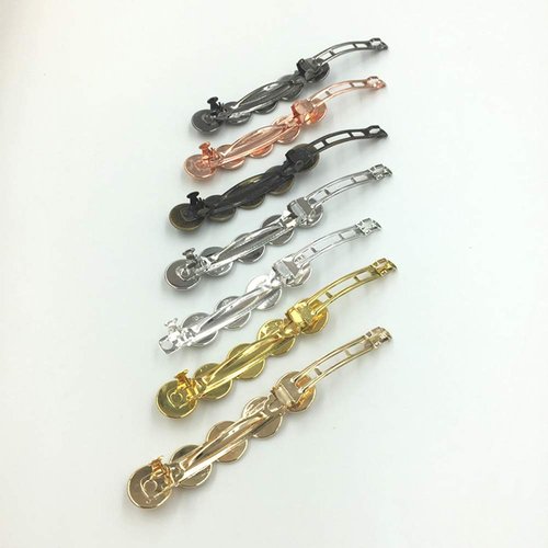 10 Pieces Metal Hair Clips with Round Tray Bases Fit 12mm Hair Clip Cabochon Settings, Silver Barrettes with Blank Trays for DIY Hair Accessories Making