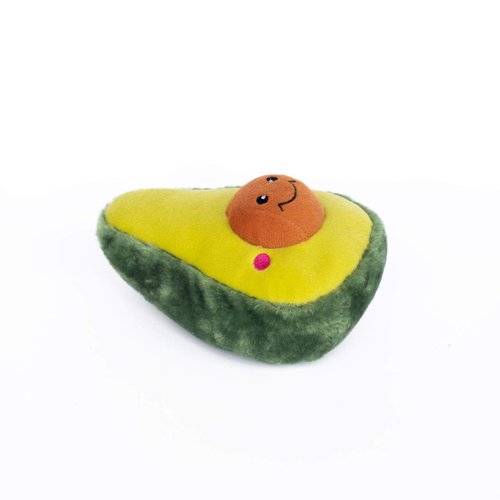 ZippyPaws NomNomz Plush Dog Toy, Stuffed Toy with Round Squeakers and Crinkles, Cute Food Character, Avocado