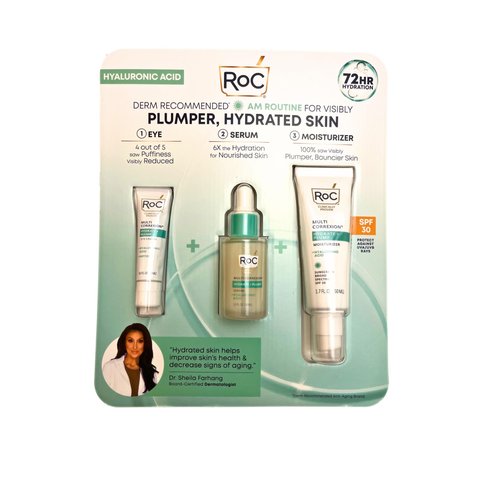 RoC Hyaluronic Acid Multi Correxion 3 Step Bundle: Eye Cream, 0.5 FL OZ + Serum, 1.0 FL Oz + Mois...