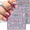 5D Embossed Butterfly Nail Stickers for Women Aurora Butterfly Nail Art Stickers for Nail Designs Acrylic Engraved Rose Butterfly Stickers for Nails Design Butterfly Nail Decals for Nail Art Supplies