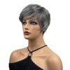 Wiginway Short Straight Wigs 6 inches Pixie Cut with Bangs Layered Synthetic Wigs for Women (Black Mixed Gray)