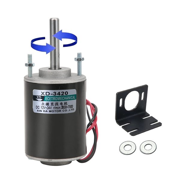 High Torque DC Motor 12 V/24 V Permanent Magnet Motor Mini DC Motor DIY Generator Motor 30W CW/CCW 3500/7000RPM with Moun