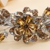 Aimimier Luxury Crystal Inlaid Floral Hair Clasp Dainty Rhinestone Hair Pins Barrettes Bridal Headpieces Wedding Hair Accessories for Women(Champagne)