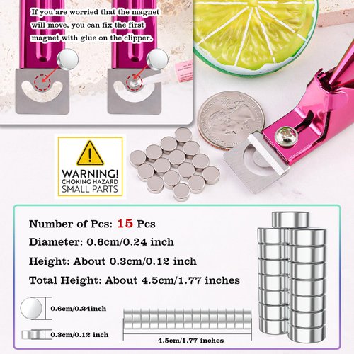 Violet Red Premium Adjustable Nail Clippers with Magnets Sizers for Acrylic Nails, Stainless Steel Nail Cutter Trimmer for Artificial Fake False Tips Manicure Sharp Blade Clip Tool for Salon Beauty