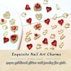 RODAKY 40PCS Red Heart Nail Charms Valentine's Day 3D Heart Shape Nail Art Supplies with Red Rhinestone Nail Gems Rhinestones Jewelry for Women Acrylic Nail Art Design Decoration