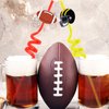24Pcs Football Party Favors Straws Reuseable Football Design Straws for Kids Teen Boys Girls Birthday Party Supplies Goodie Bag Filler Stuffers