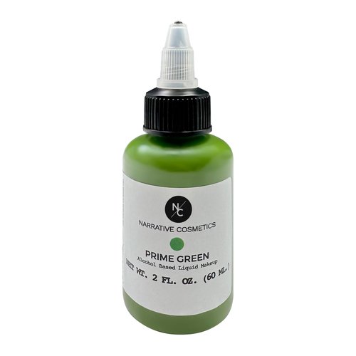 Narrative Cosmetics FX Alcohol Airbrush Paints - 2 fl oz, Skin Safe, Quick Dry, Waterproof, Sweatproof, Transferproof Liquid Makeup for Bodypainting, Theater, FX Makeup, Film and TV - Prime Green