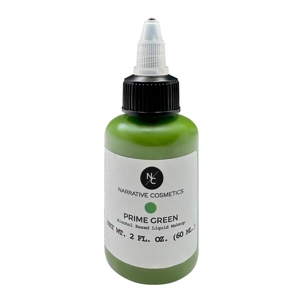 Narrative Cosmetics FX Alcohol Airbrush Paints - 2 fl oz, Skin Safe, Quick Dry, Waterproof, Sweatproof, Transferproof Liquid Makeup for Bodypainting, Theater, FX Makeup, Film and TV - Prime Green