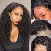 veravicky Curly Lace Front Wig Human Hair 20 inch Curly Human Hair Wig for Women Kinky Curly 13x4 Transparent Lace Front Wigs 180% Density Curly Glueless Wigs Human Hair Pre Plucked with Baby Hair