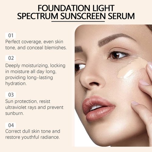 4 in 1 Foundation Liquid, Foundation Medium Spectrum, Hydrating Medium Full Coverage Concealer Foundation with SPF 50+, Color Changing Foundation Light Spectrum