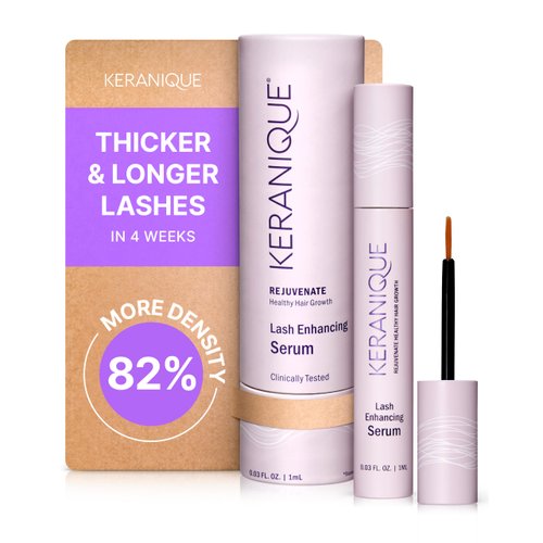 Keranique Lash Serum - Eyelash Growth Serum for Women with Thin & Brittle Eye Lashes - Intense Eyelash Serum for Growing Long Natural Eyelashes - Volumizing & Enhancing Anti-Aging Grow Boost Serum