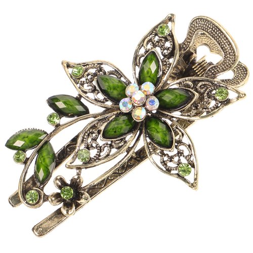 Beavorty Vintage Hair Pink Barrette Vintage Barrette Flower Hair Barrette Alligator Hair Clips Hair Jewelry for Women Hair Barrettes for Women Green Hair Clips Rhinestones Miss Crystal