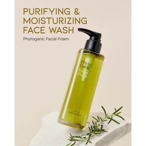 BEYOND Phytoganic Facial Cleansing Foam (6.8fl oz) - Vegan Formula Korean Skin Care. Moisturizing Gel-Type Facial Foam for Impurities & Makeup Removal, lean Herbs, Phyto-Biome