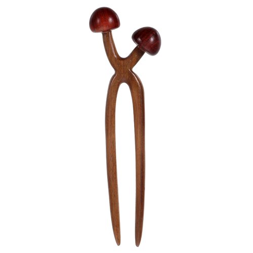 Baluue U Shaped Hairpin, Wooden Simple Hair Fork Mushroom Two Prong Hair Stick, Natural Color Woo...