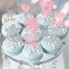 24 Pack Baby it's Cold Outside Cupcake Toppers Glitter It's a Baby Snowflake Cupcake Picks Oh Baby Baby Shower Feet Winter Forzen Kids Birthday Cupcake Decorations Party Supplies Pink