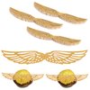 CCINEE 50 Pcs Gold Glitter Wings Wizard Chocolate Decoration Cupcake Toppers Hollowed Golden Wings Wafer with Glue Point Dots for Themed Party Birthday Cake Wedding