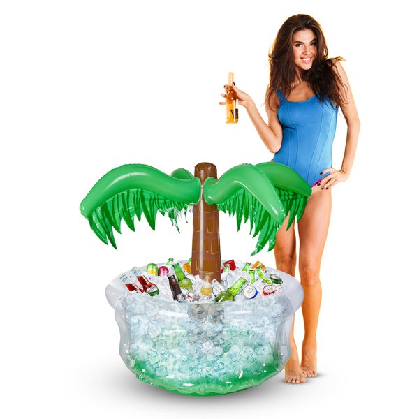 Playbees Inflatable Palm Tree Cooler 28" - Blow Up Palm Tree Party Cooler, Luau Hawaiian Tropical Beach Theme, Summer Swimming Pool Party Decorations - Outdoor Party Supplies - Kids Adults Birthday