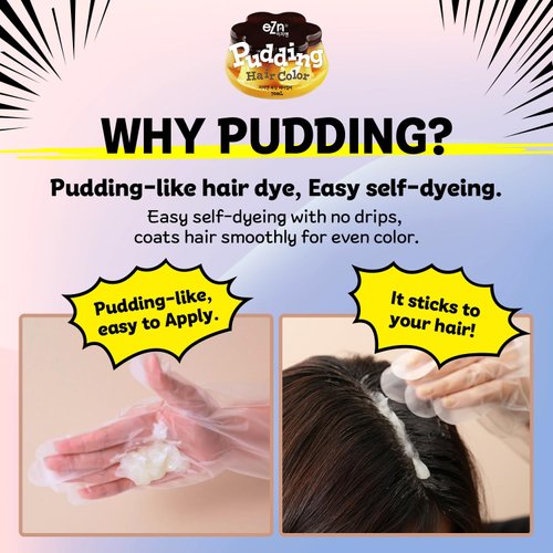 eZn Pudding Hair Dye Ammonia Free Semi-Permanent Self Hair Dye DIY Kit included contain Keratin Made in Korea Beauty (Serengeti Dark Ash)