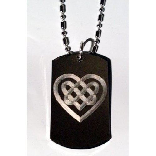 Celtic Irish Knot Heart Tattoo Logo Symbols - Military Dog Tag Luggage Tag Key Chain Keychain Metal Chain Necklace