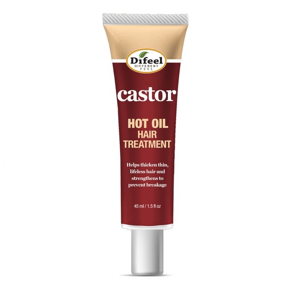 Difeel Hot Oil Hair Treatment with Castor Oil 1.5 oz. - Natural Castor Oil for Hair Growth