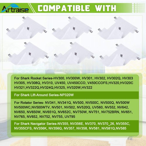 6Pack Dust-Away Micro-fiber Hv300 Series Pads kit for Shark Dust-away, Rotator, Navigator Lift-away Pro Vacuum, Ultra Light Stick Vacuum