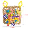 Bird Foraging Wall Toy, Straw Braid Rope Net Hanging Climbing Hammock Mat with Colorful Chewing Toys Bird Climbing Net Bird Toys for Lovebirds Parakeets Finch Conure Budgie（NPPW001-C）