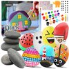 Halobios Rock Painting Kit, 12 Rocks for Painting, Arts and Crafts for Kids Ages 6-12, Rock Painting Kit for Adults, Art Supplies for Birthday Children's Day Gifts
