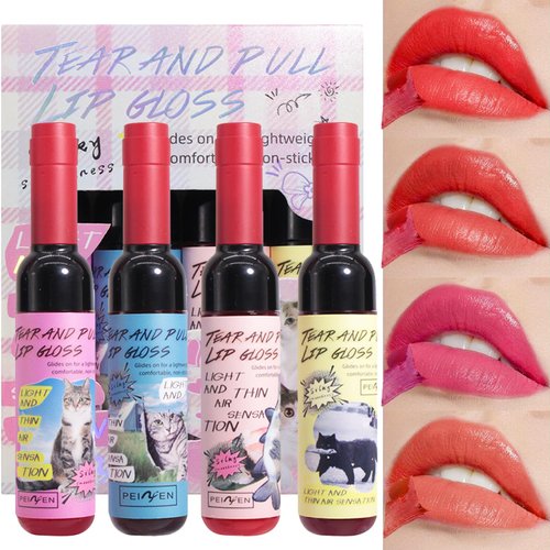 Bekoeen 4PCS Peel Off Lip Liner Stain, Waterproof Lip Tint Tattoo Peel Off Stain,Lasting Matte Tattoo lip tint stain,lip liner stain Set for Makeup Beauty Party