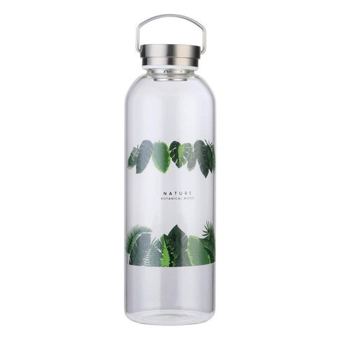 Gulujoy Glass Water Bottle 64 oz LeakProof Lid Neoprene Sleeve Wide Mouth Portable Reusable Eco Friendly