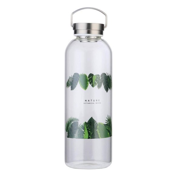 Gulujoy Glass Water Bottle 64 oz LeakProof Lid Neoprene Sleeve Wide Mouth Portable Reusable Eco Friendly