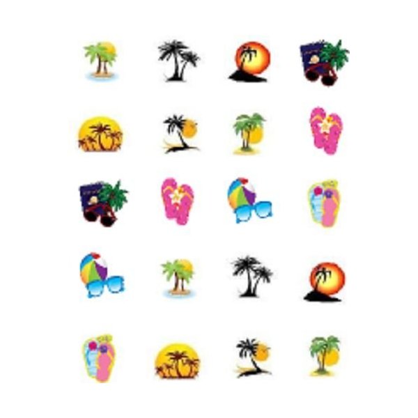 40 Summer Palm Trees Flip Flop Nail Art Decals
