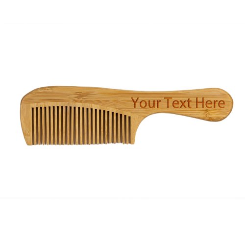 Personalized Bamboo Hair Comb - Custom Engraved (Long Handle Comb)