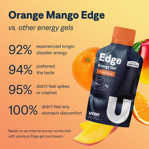 UCAN Edge Energy Gel Shots, Orange Mango (12, 2 Ounce Packets) for Running, Training, Workouts, Fitness, Cycling, Crossfit | Sugar-Free, Vegan, & Keto Friendly
