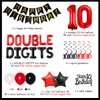 10th Birthday Decorations for Boys Red and Black Double Digits Birthday Party Supplies 10 with Double Digits Foil Balloons Hanging Swirls Happy Birthday Cake Topper Banner for 10 Years Old