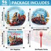 gisgfim 96 Pcs Christmas Train Plates and Napkins Party Supplies Christmas Believe Party Dinnerware Tableware Set Disposable Xmas Paper Plates Party Decorations Favors for Winter Holiday Serves 24