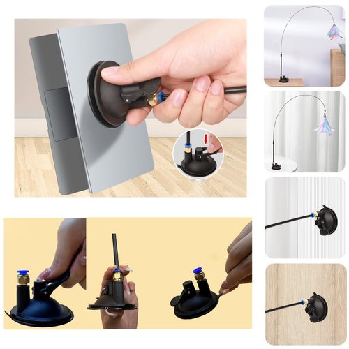 SquEqu 2 Pack Cat Feather Toy Suction Cup Replacement Parts Table Stand Base for Interactive Cat Teaser Wand Hanger Bell Toys Catching Ambushing Kitties Kitten Huffing Puffing Exercise