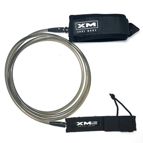 XM SURF MORE Knee/Calf Surfboard Leash 10ft., Regular Cord Thickness (.270 in.), Choose Length and Color, Key Pocket, Unbreakable Swivels, Detachable Railsaver, Made in USA