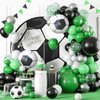 GRESATEK Soccer Party Balloon Garland Arch Kit, Green Black White Metallic Sliver Balloons Decorations With Soccer Foil Balloon for Men Teen Kids Soccer Football Theme Birthday Party Decor Supplies