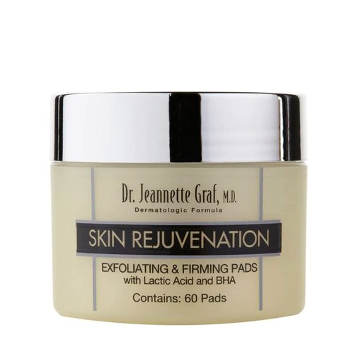 Dr Jeannette Graf Skin Rejuvenation Exfoliating & Firming Facial Pads 60 pads - Helps with Fine Lines, Wrinkles, and Pore minimizer with Lactic Acid and AHA - Pads for Night Time