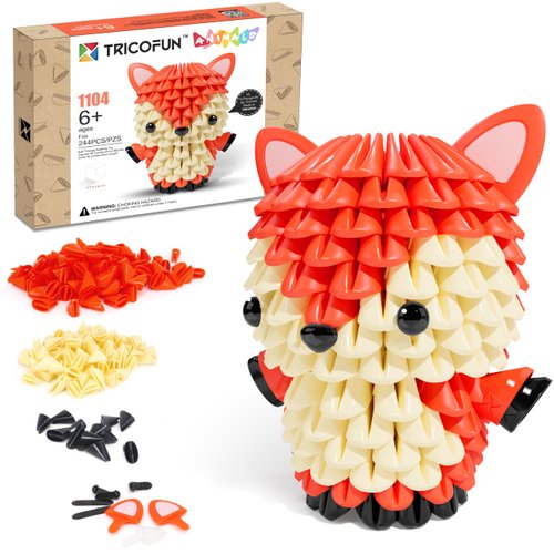 Tricofun Creative Soft Building Blocks, Cute Animal kit Assembling Building Toys Gifts for Kids and 6+ Interactive Building Toy for Kids, Boys, and Girls (1104-FOX)