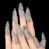 3D Rhinestone Art Deco False Nails Acrylic Shiny Diamond Long Almond Gem Gorgeous Sophisticated Party Show Gig Fake Nails 24 pcs/kit