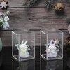 JUXYES Pack of 2 Clear Display Case for Mini Action Figures, Acrylic Display Case Box with Sliding Door, Stackable Display Case Cube Small Showcase Free Standing Dustproof Collectibles Protection Box
