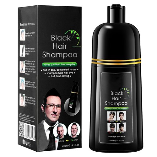 Mustache & Beard Dye for Men, Men's Black Beard Dye for Gray Hair, Beard Color & Hair Dye Shampoo 2 in 1 for Men, Long Lasting Beard Coloring, Black Hair Shampoo, Simple to Use - Last 30 days 13.5 Oz.