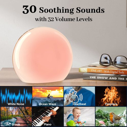 Meditation White Noise Sound Machine with 30 Soothing Sounds 12 Colors Night Light 10 Brightness Levels 32 Volume Level 4 Timers and Memory Function Sleep Machine for Baby Kids Adults (Wood Grain)