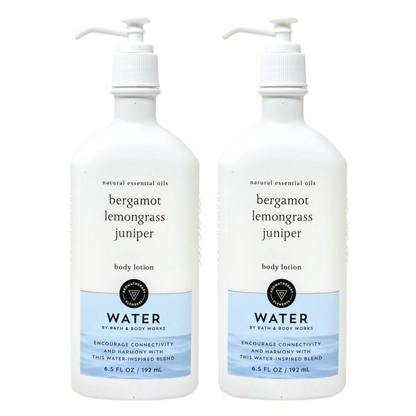 Generic Bath and Body Work Aromatherapy WATER Bergamot + Lemongrass + Juniper 2 Pack Body Lotion Bundle - 6.5 fl oz / 192 mL each, Blue