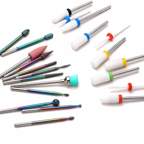 ERUIKA 22 pcs Nail Drill Bits Sets,3/32 Inch Nail Bits for Nail Drill,Ceramic Diamond Rainbow Nail Drill for Milling Cutter ,Acrylic Gel Nails Home Salon