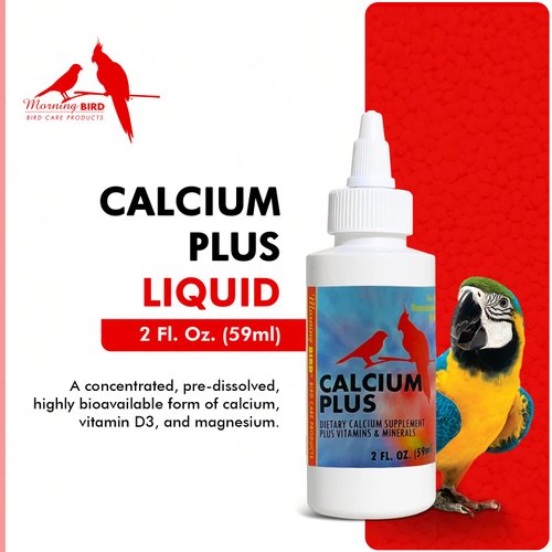 Morning Bird Calcium Plus Liquid Supplement for Birds - Liquid Calcium Formula with Magnesium and Vitamin D3 Calcium Supplement for All Birds – 2 Fl Oz