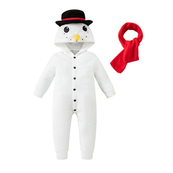 Auggle Christmas Baby Onesie Snowman Plush Cosplay Costume Suit with Scarf (9-12Months)