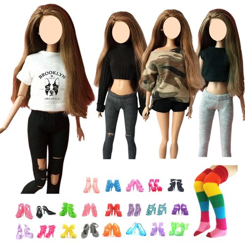 Doll Clothes and Accessories, Fashionista Doll Top & Pants, Doll Shoes for 11.5 inch Dolls, Doll Dress Up Toys for Girls Age 5-7, 6-8, 6-12, Toy Gift